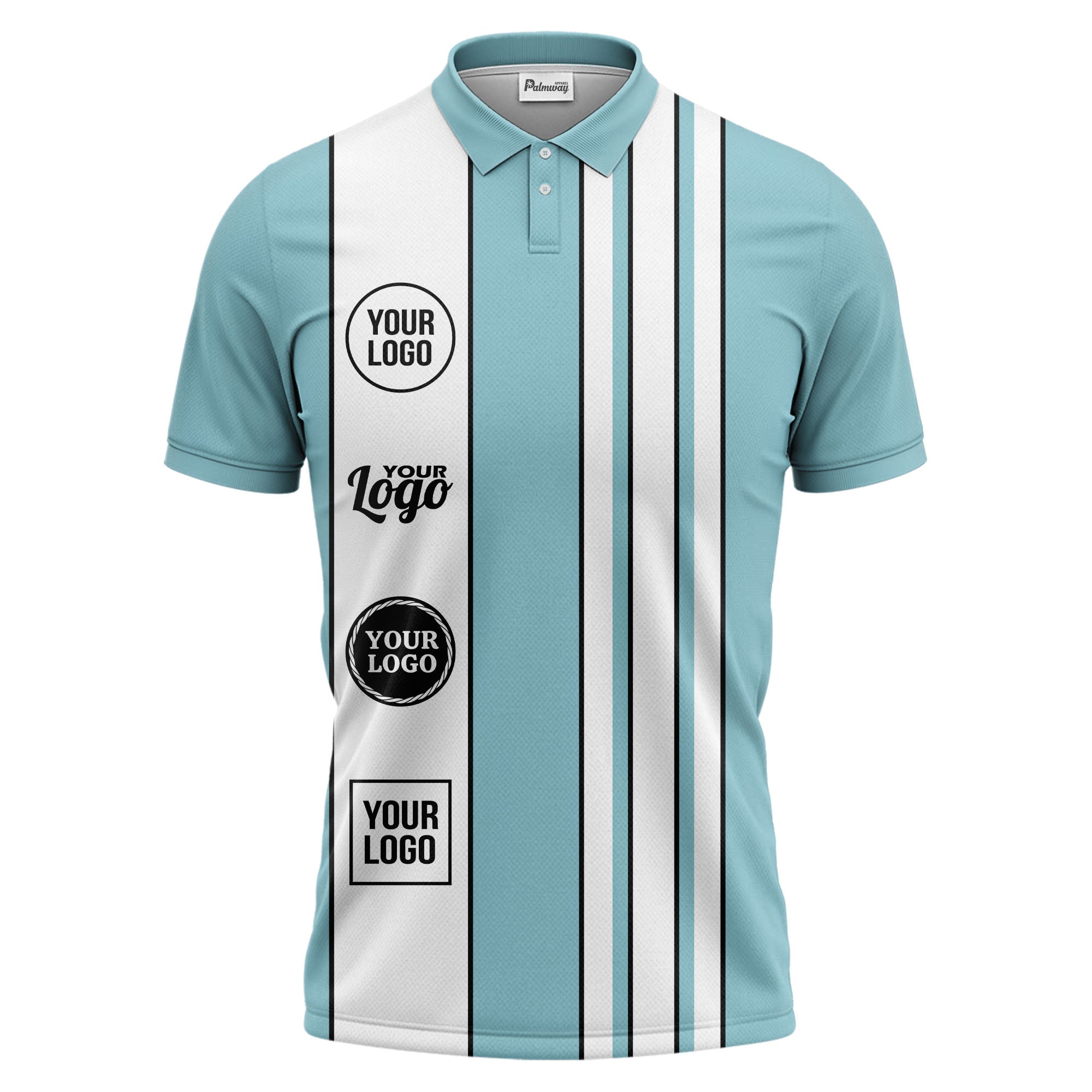 customizable illustrated logo stripes polo shirt for personalized branding