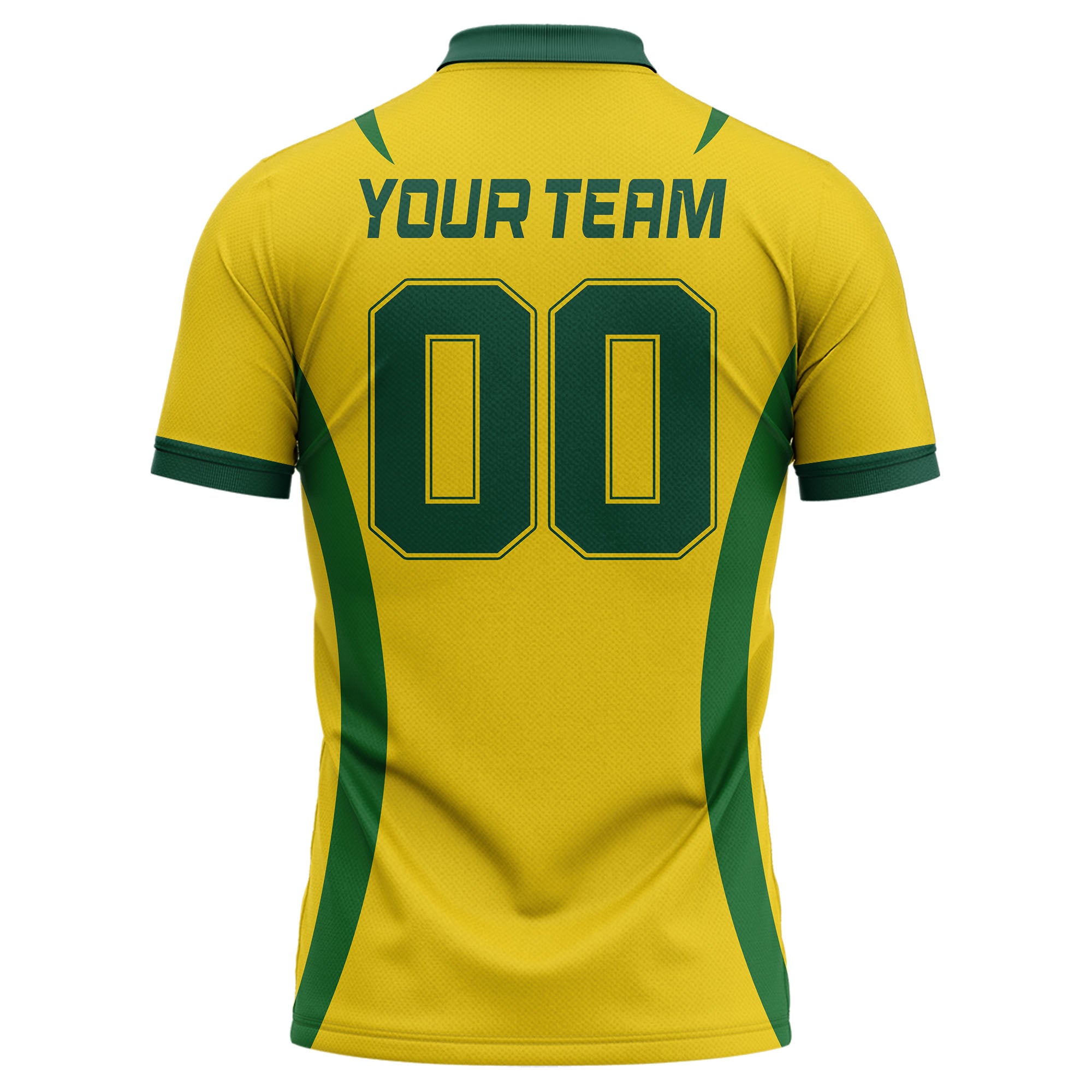 diagonal stripe yellow green team name polo shirt