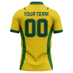 diagonal stripe yellow green team name polo shirt