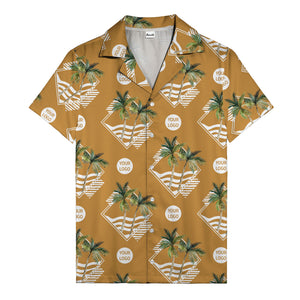 diamond waves & palm trees graphic hawaiian shirt for men