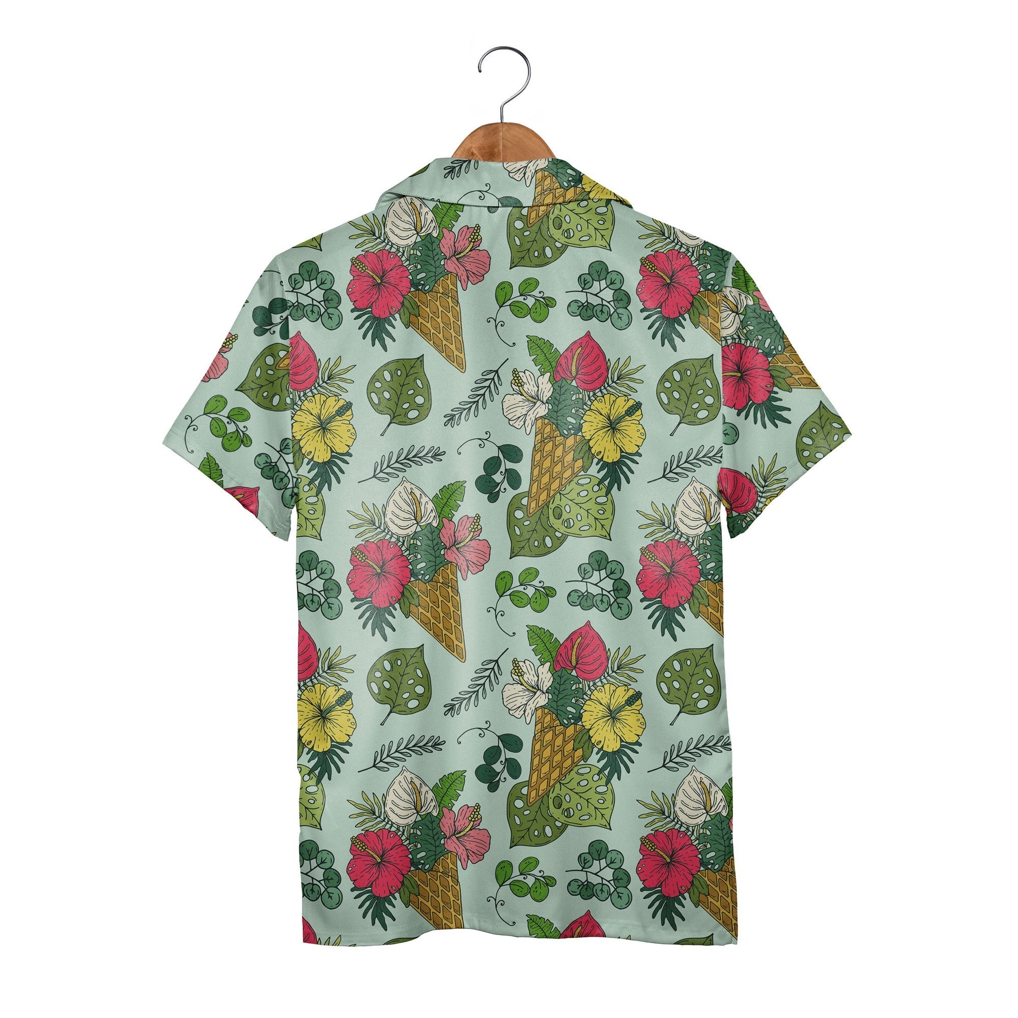 Earthy Sage Hawaiian Shirt with Vintage Fern and Eucalyptus Print