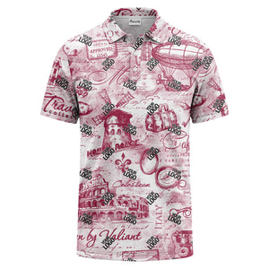 eiffel tower & airship sketched landmark polo shirt for men