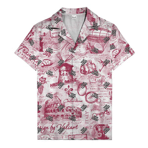 eiffel tower colosseum coffee sketch vintage travel hawaiian shirt