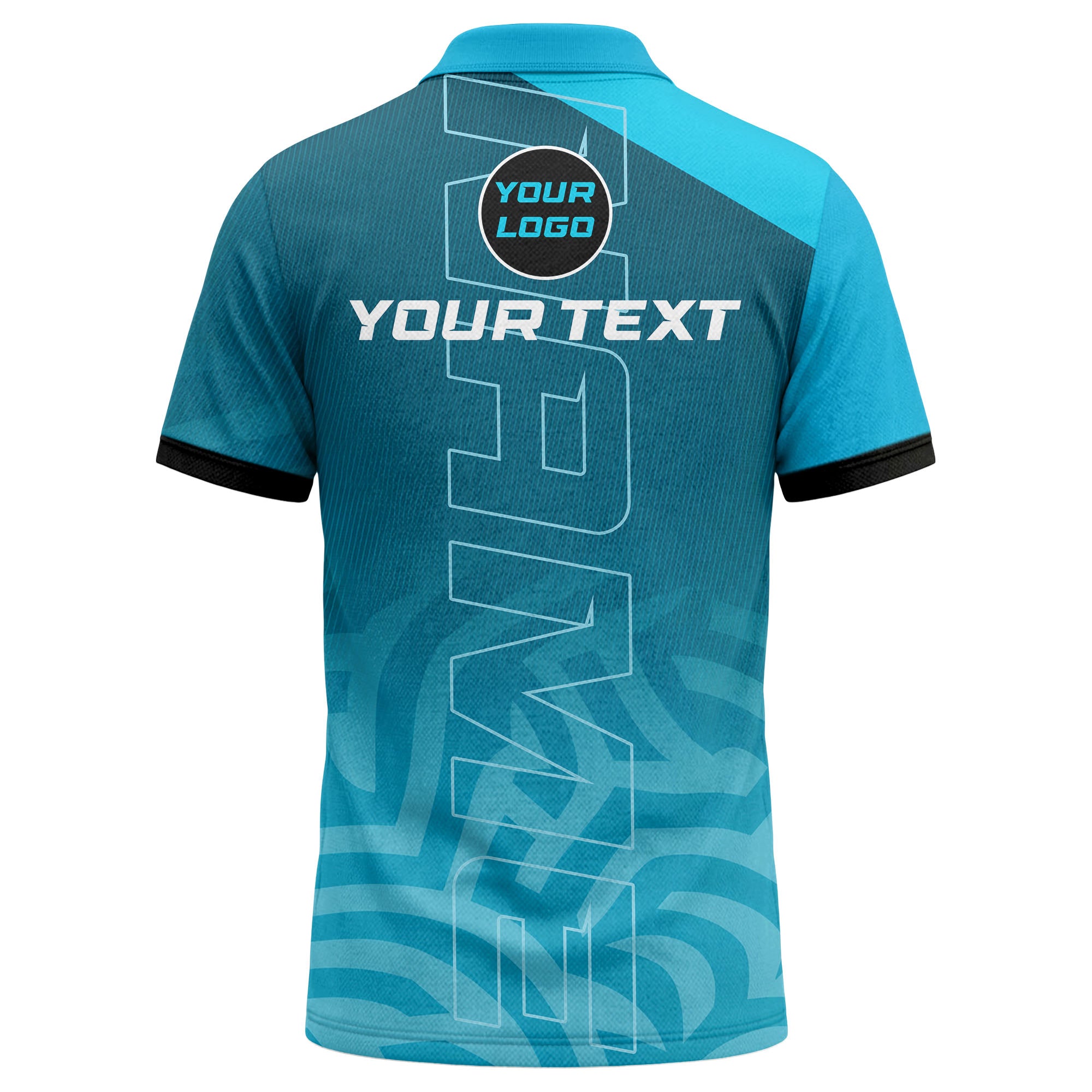 electric blue geometric rectangles typography polo shirt for golf