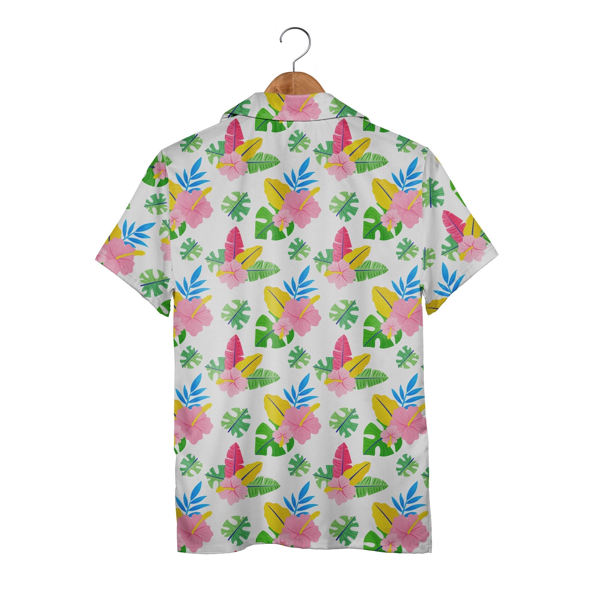 Electric Garden Hawaiian Shirt with Hot Pink Hibiscus and Bold Foliage