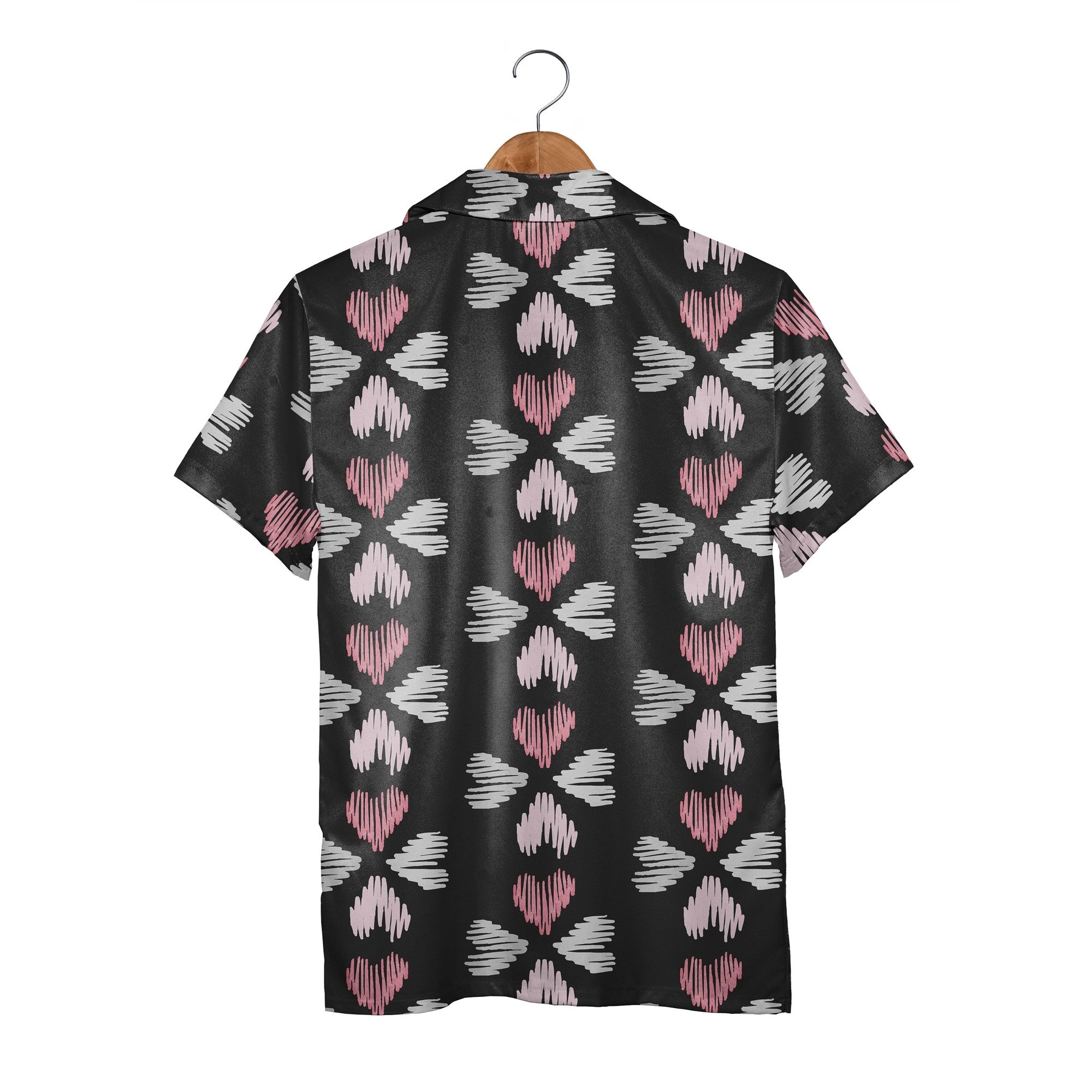 Elegant Bows and Hearts Hawaiian Shirt with Floral Branches in Dusty Rose