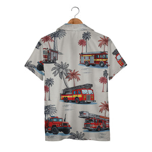 Fire Engine Surf Splash Tropical Aloha Button Down Shirt Hawaiian Shirt