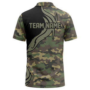 forest camouflage deer antlers personalized logo all over print polo shirt