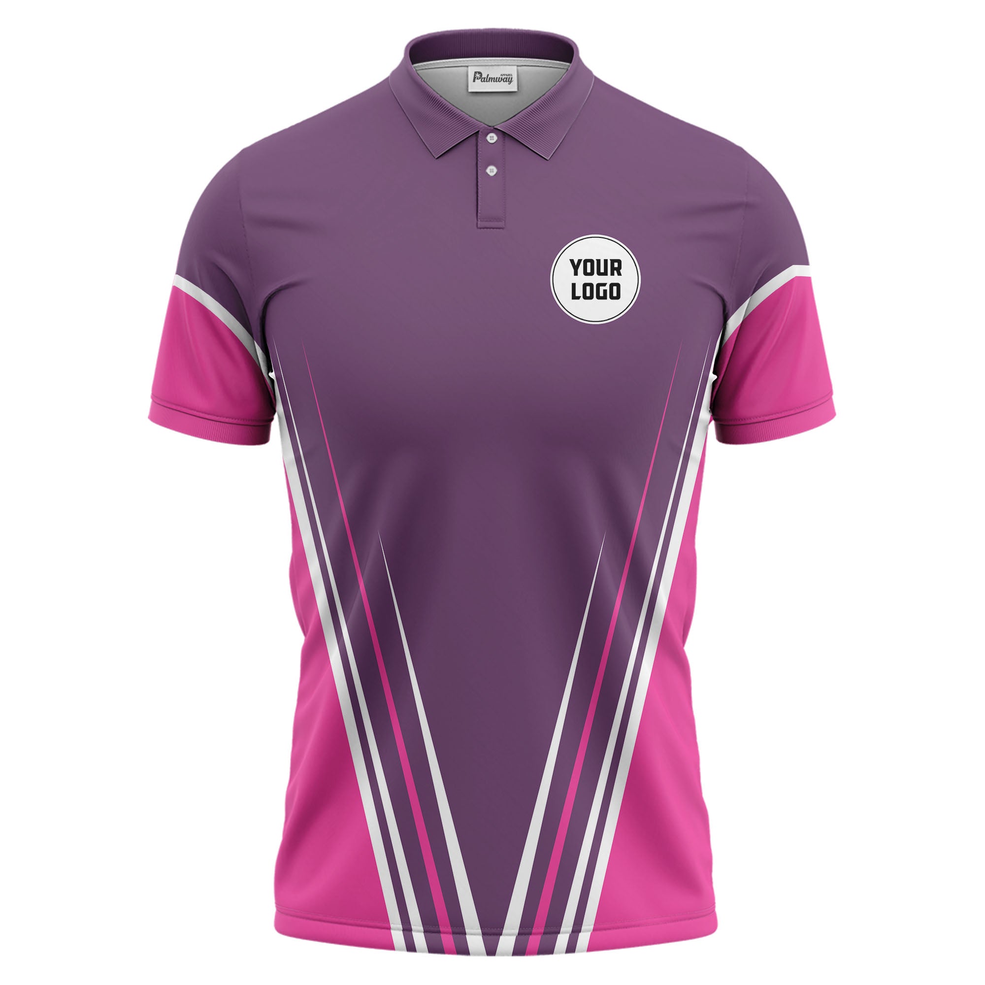 geometric v-stripe athletic polo shirt - customizable all over print design