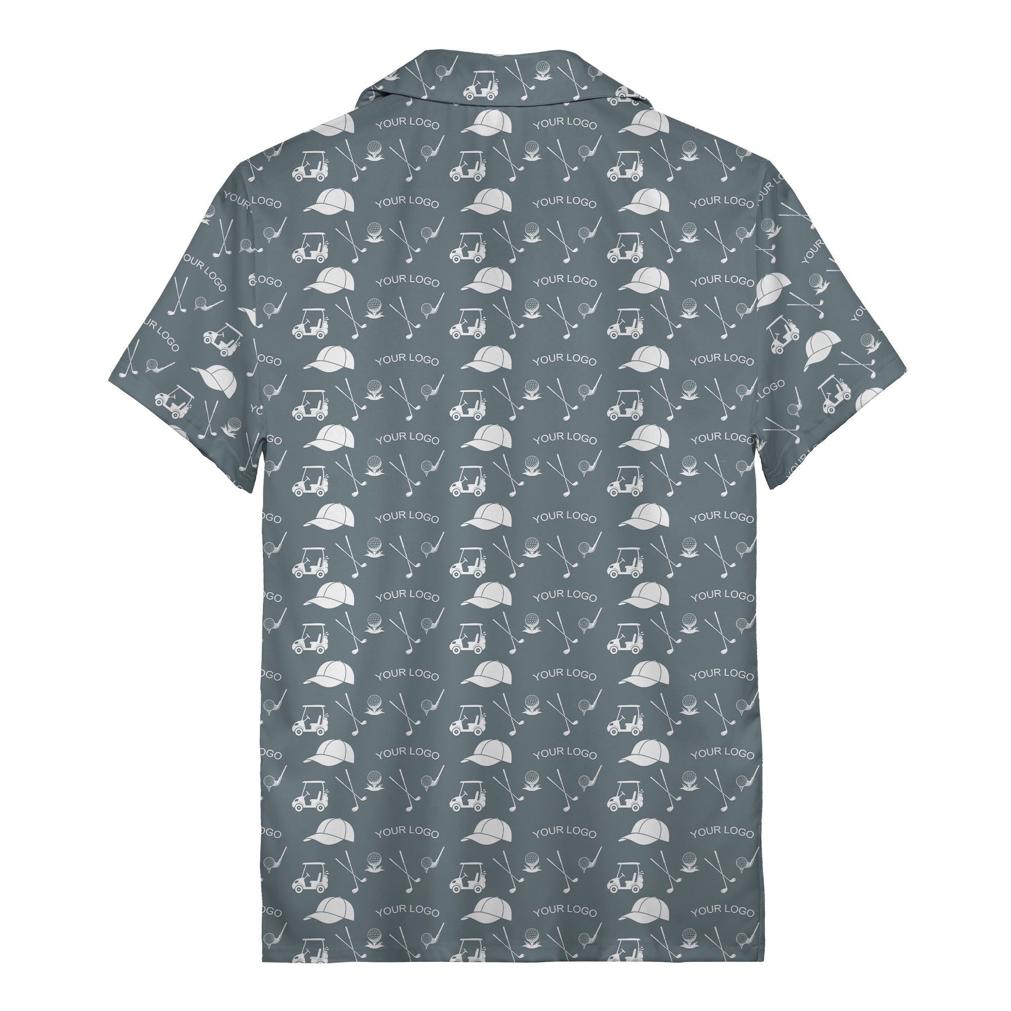 Golf Course Fairway Toile Hawaiian Shirt With Carts Clubs Balls Caps Aloha Button Down