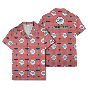 golf flag & custom logo repeat hawaiian shirt for men