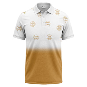 gradient black white custom logo repeat polo shirt