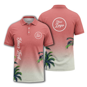 gradient fade palm trees silhouette polo shirt with custom text