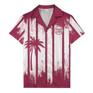 grunge monochrome palm tree silhouettes & stripe hawaiian shirt for men