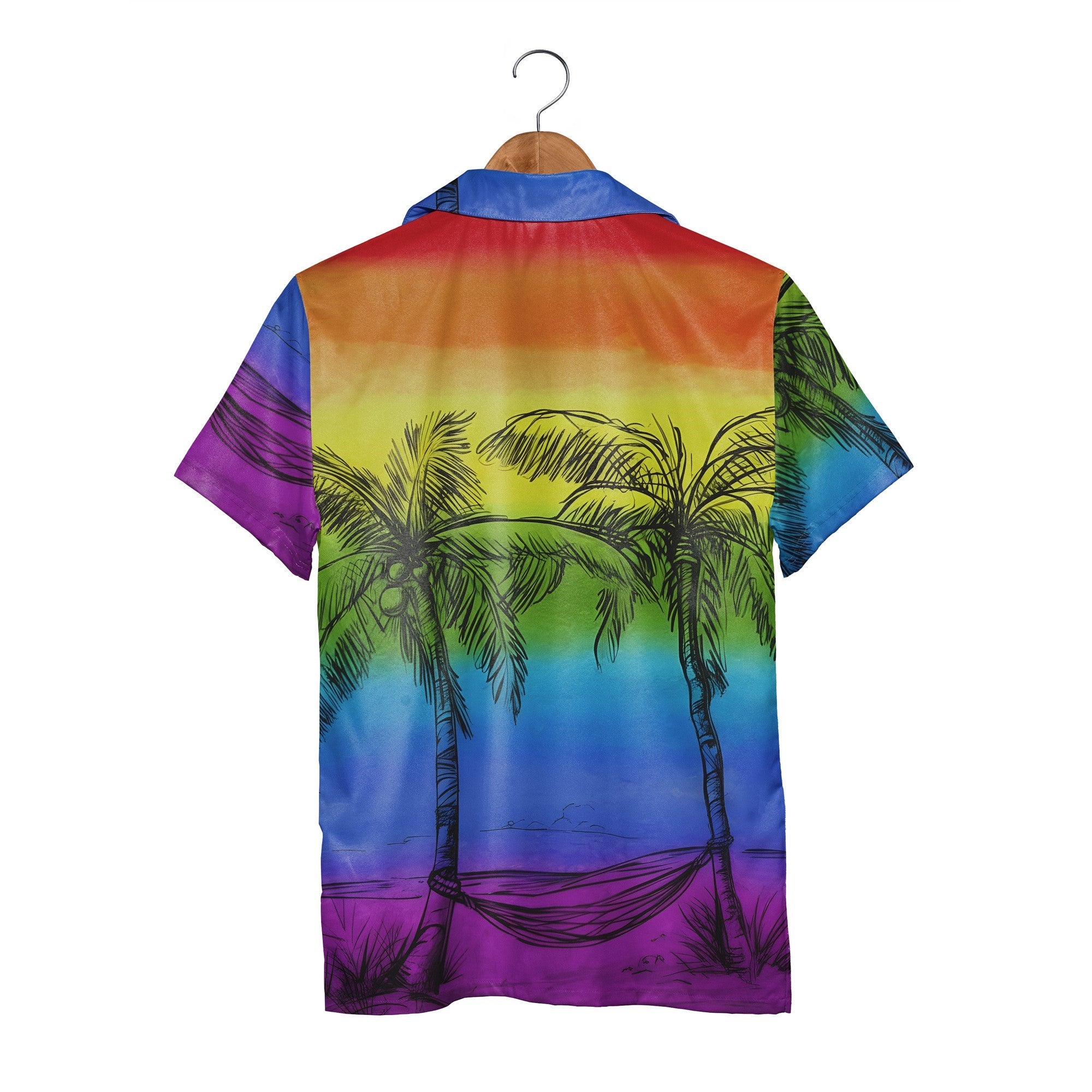 Hammock Paradise Hawaiian Shirt with Watercolor Beach Scene Illustration