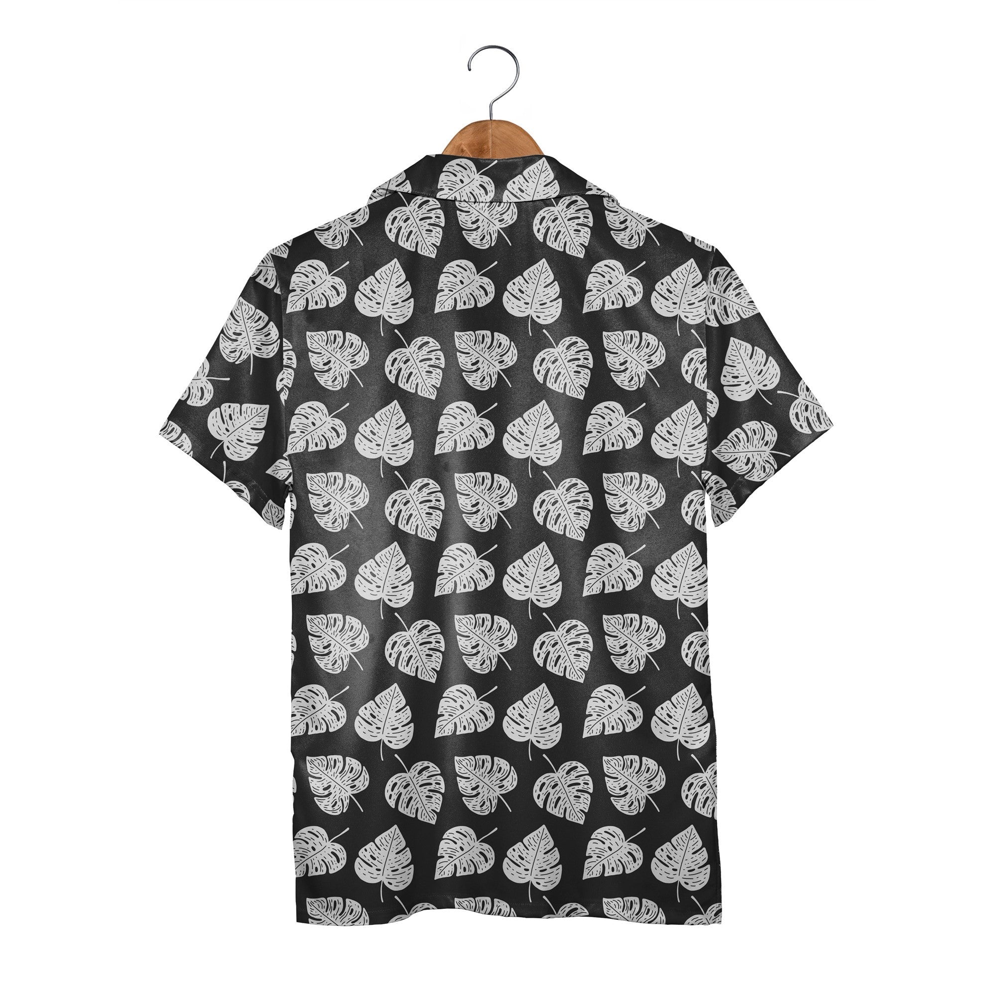 Hand-Sketched Monstera Hawaiian Shirt in Charcoal and White