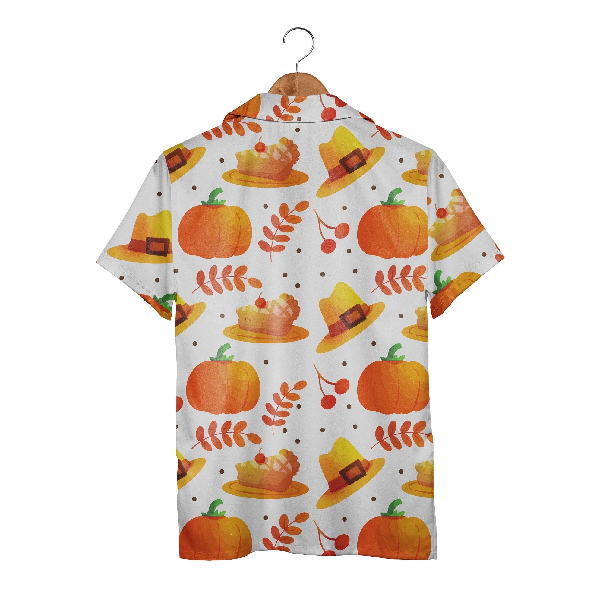 Happy Thanksgiving Day Hawaiian Shirt with Pumpkins and Cherry Pie Slices