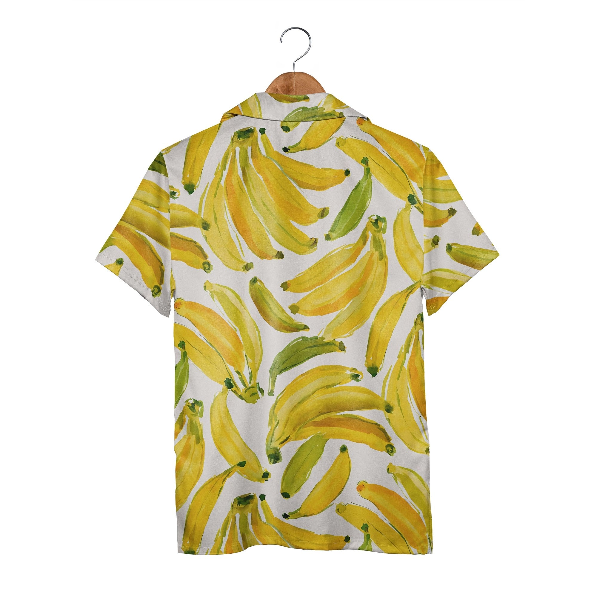 Illustrated Banana and Leaf Hawaiian Shirt on Charcoal Black
