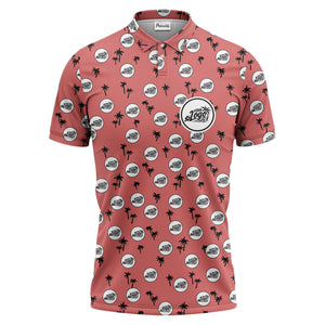 illustrated black tropical palm trees repeating polo shirt for summer beach days