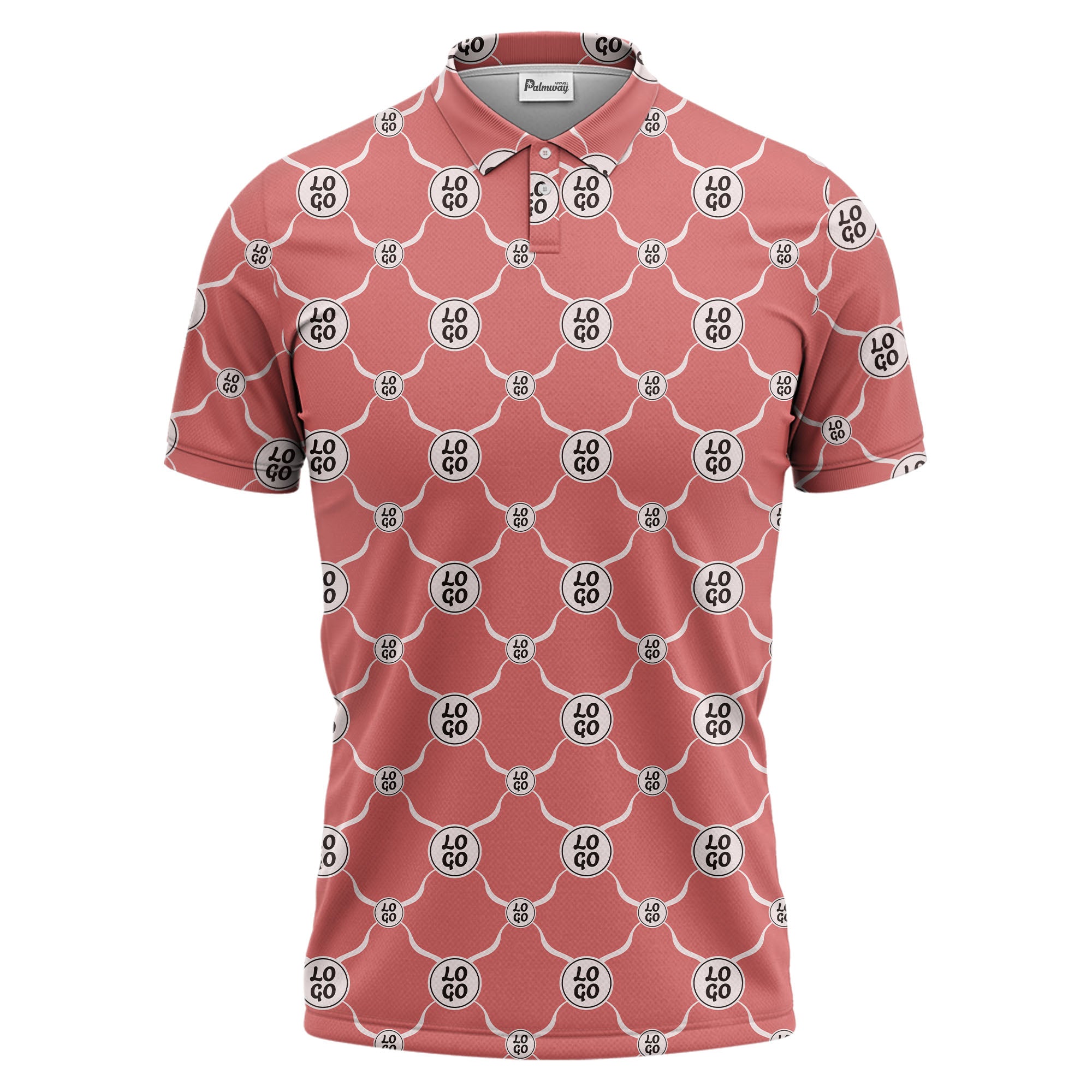 interlocking chain link logo repeat monochrome graphic polo shirt for men