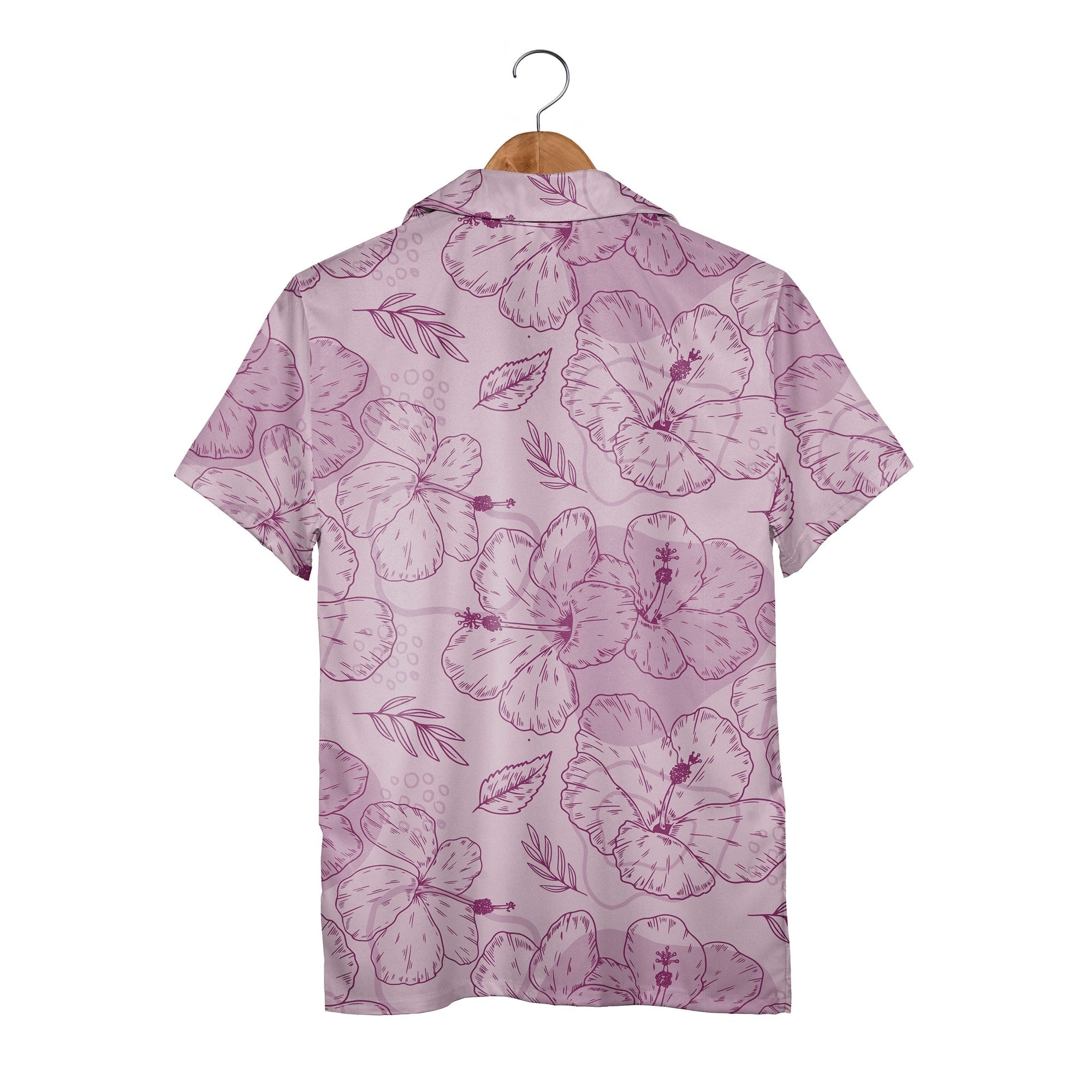 Lavender Line Art Hawaiian Shirt with Hibiscus Sketches
