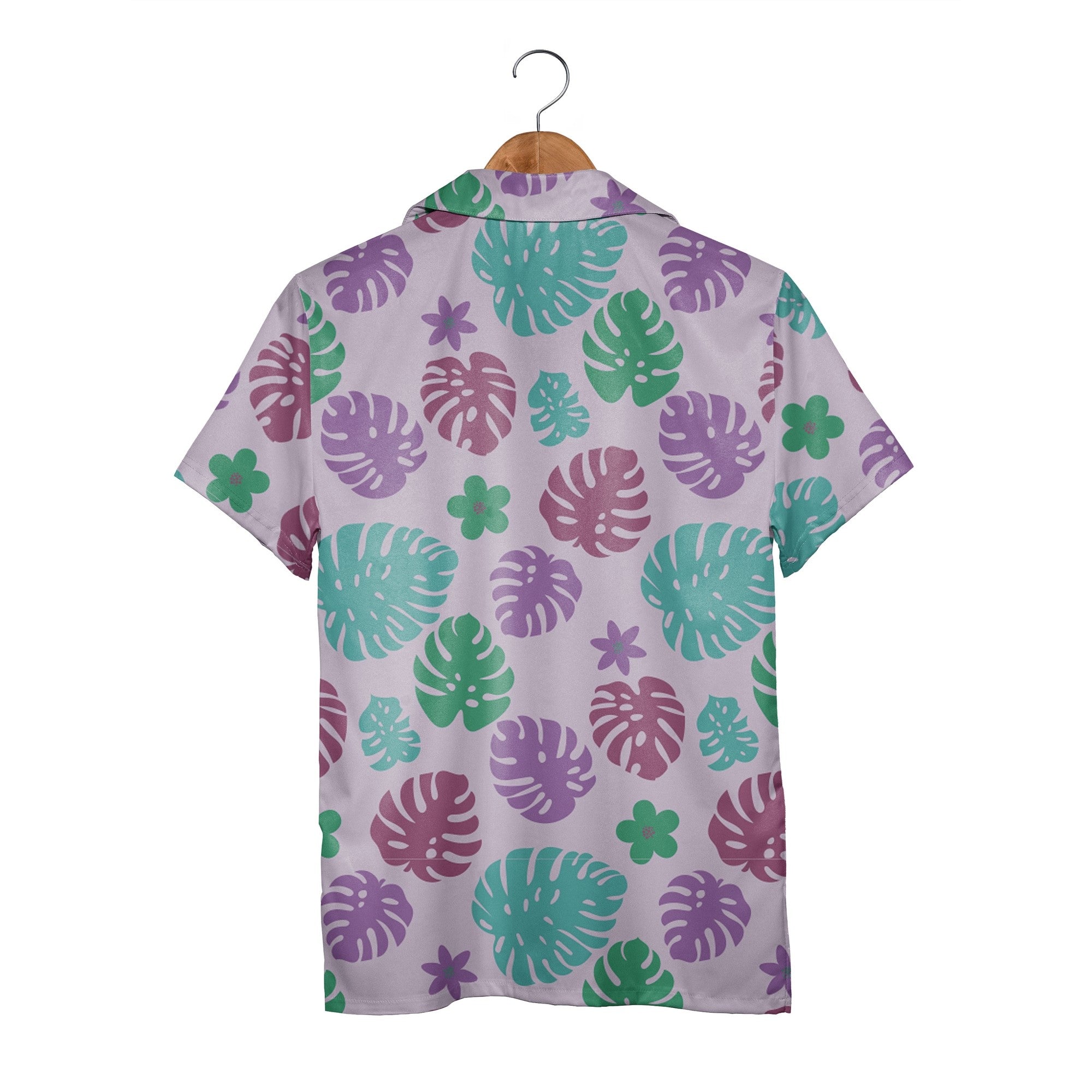 Lilac Lagoon Hawaiian Shirt with Teal Monstera Pattern