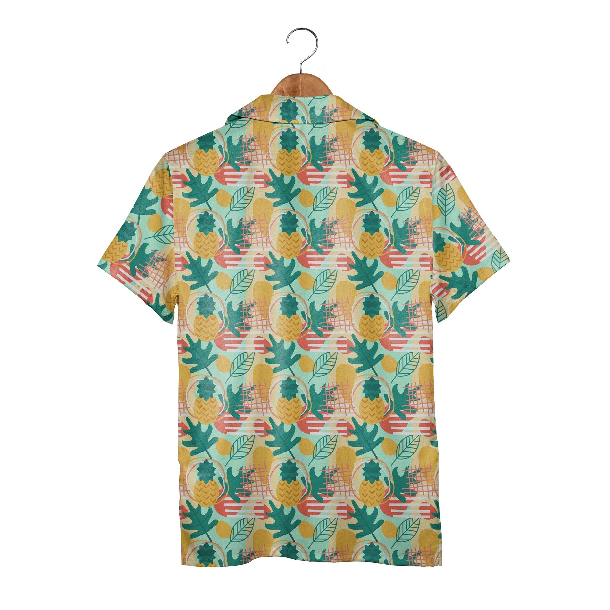 Modern Abstract Pineapple Hawaiian Shirt on Mint Green Background
