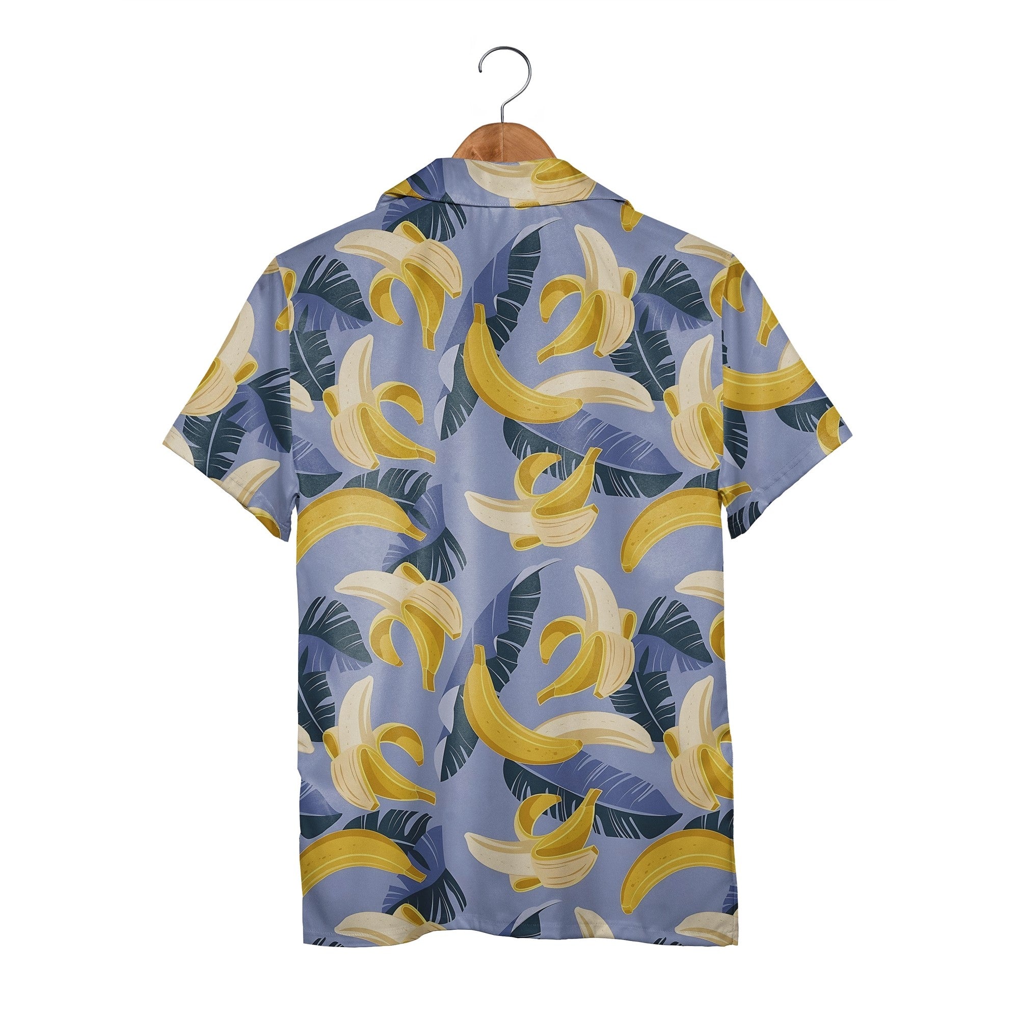 Modern Banana Hawaiian Shirt with Teal Leaves on Soft Lavender