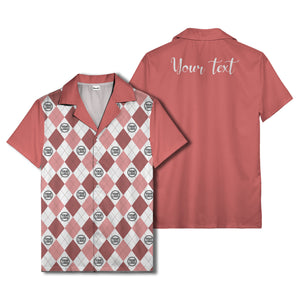 monochrome argyle diamonds golf logos hawaiian shirt