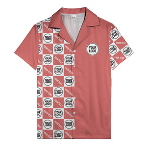 monochrome checkerboard custom logo repeat hawaiian shirt for men