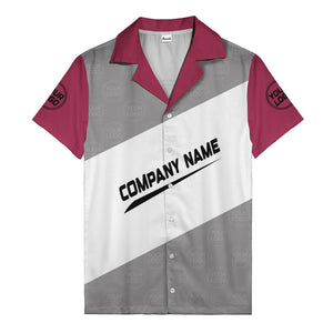 monochrome diagonal stripes & custom logo company name hawaiian shirt