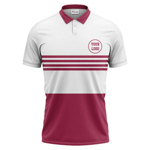 monochrome horizontal stripes & circular logo modern minimalist polo shirt for men