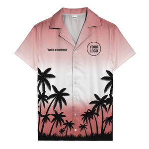 monochrome palm tree gradient silhouette hawaiian shirt for men