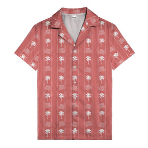monochrome palm tree & signature logo stripe hawaiian shirt for men