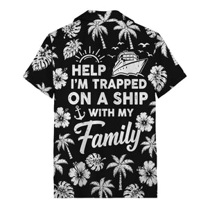 monochrome palm trees and hibiscus hawaiian shirt for men