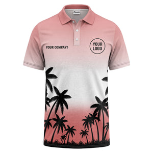 monochrome palm trees ombre gradient sky polo shirt for men