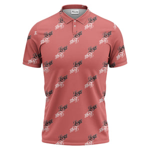 monochrome script logo repeat pattern all over print polo shirt for men