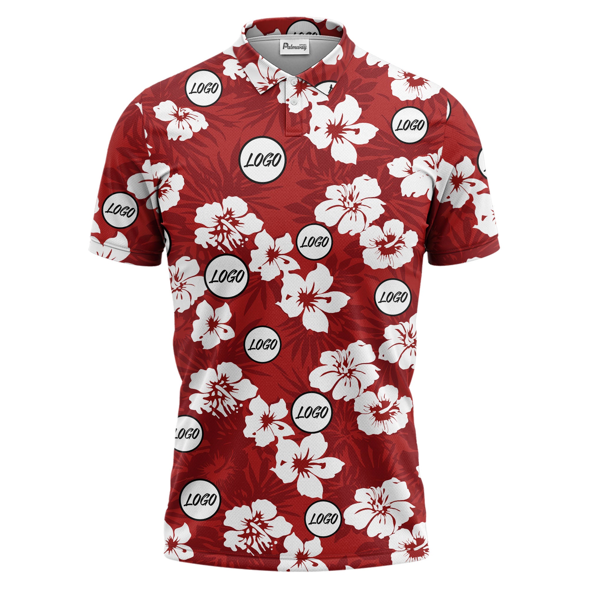 monochrome tropical floral with speech bubble polo shirt for men