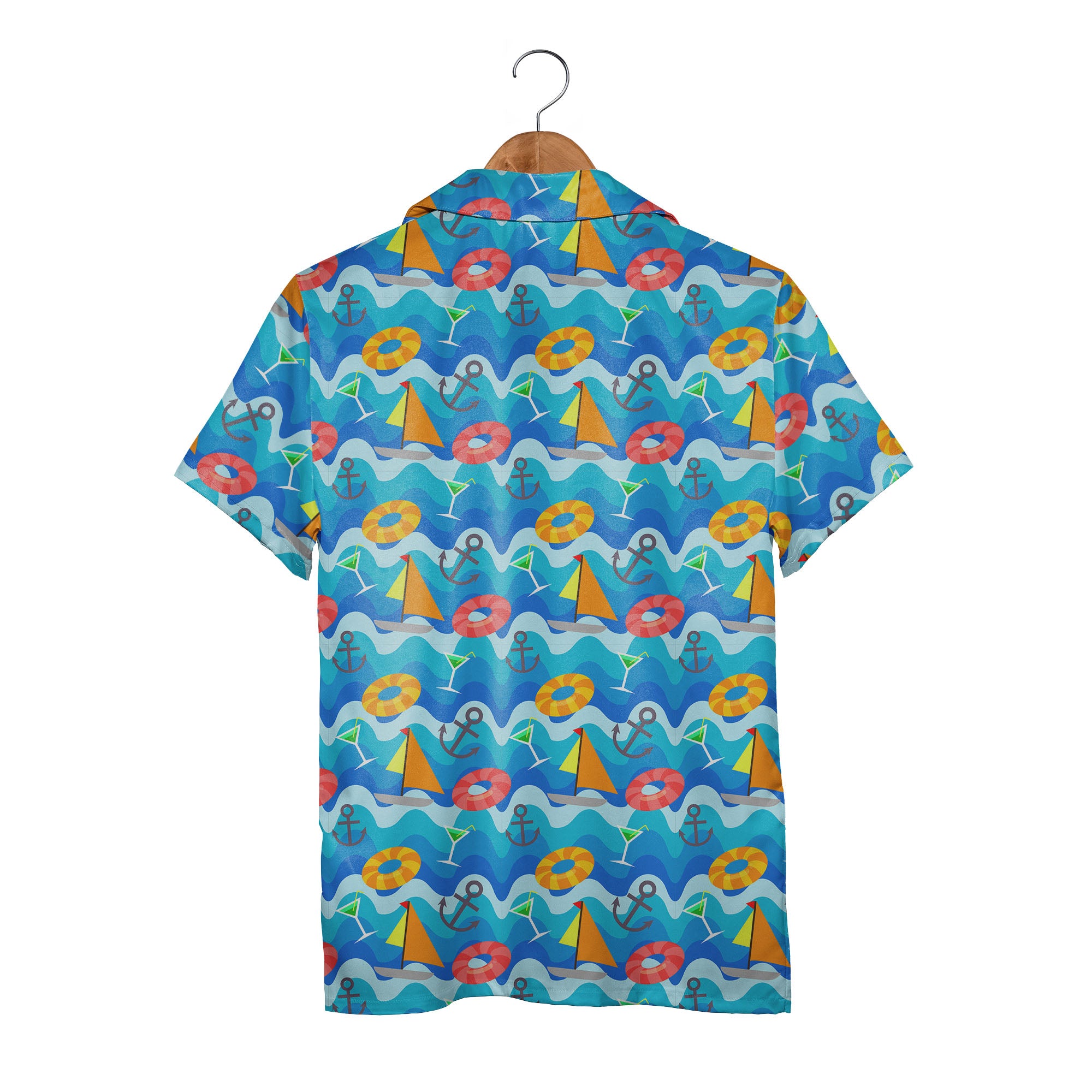 Nautical Anchor & Lifebuoy Hawaiian Shirt – Sailboat and Cocktail Vibes