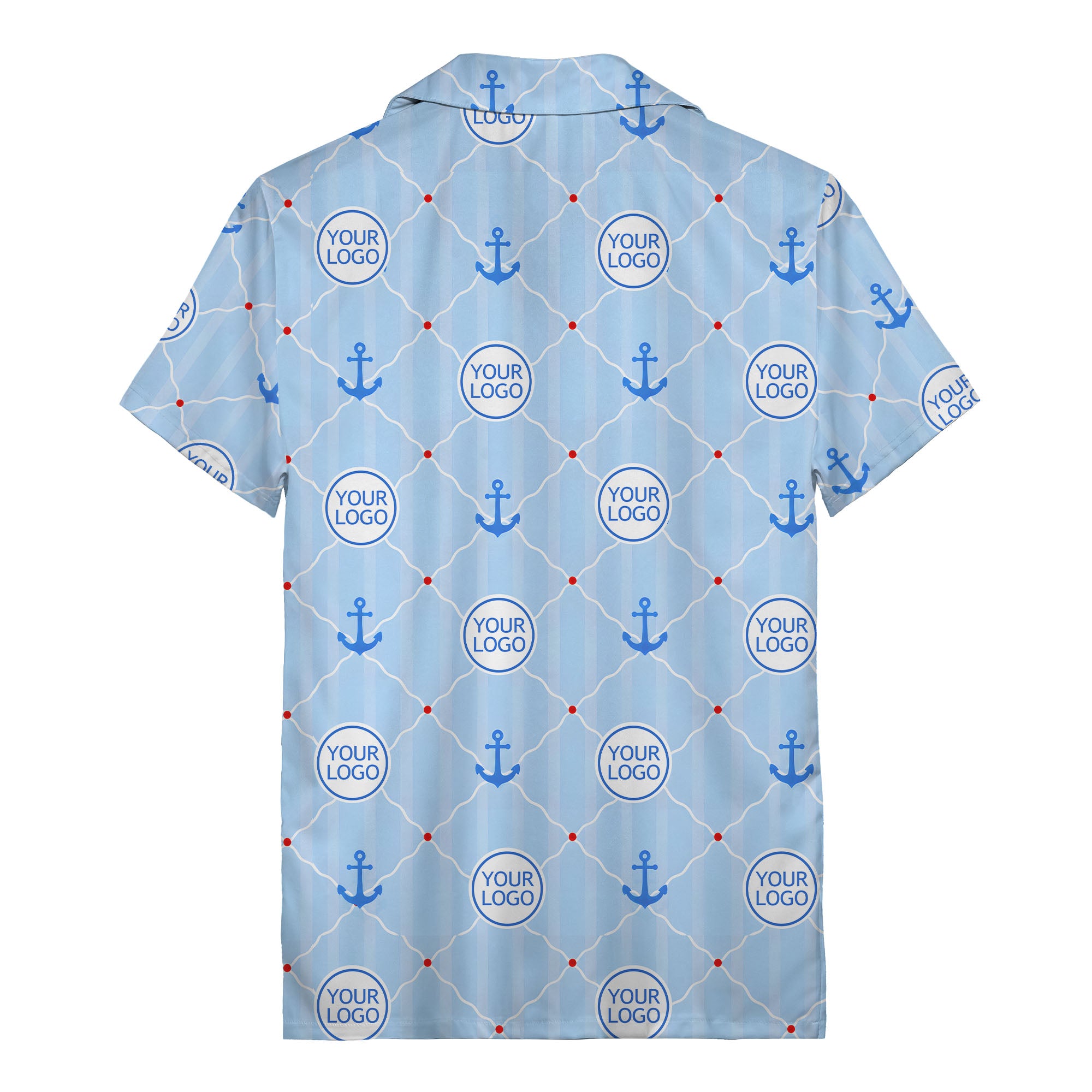 nautical anchors & custom logo circles light blue hawaiian shirt