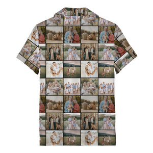 nostalgic family photo collage hawaiian shirt for men