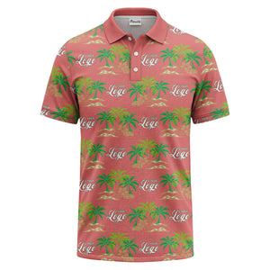 palm trees island scene repeat graphic polo shirt for men