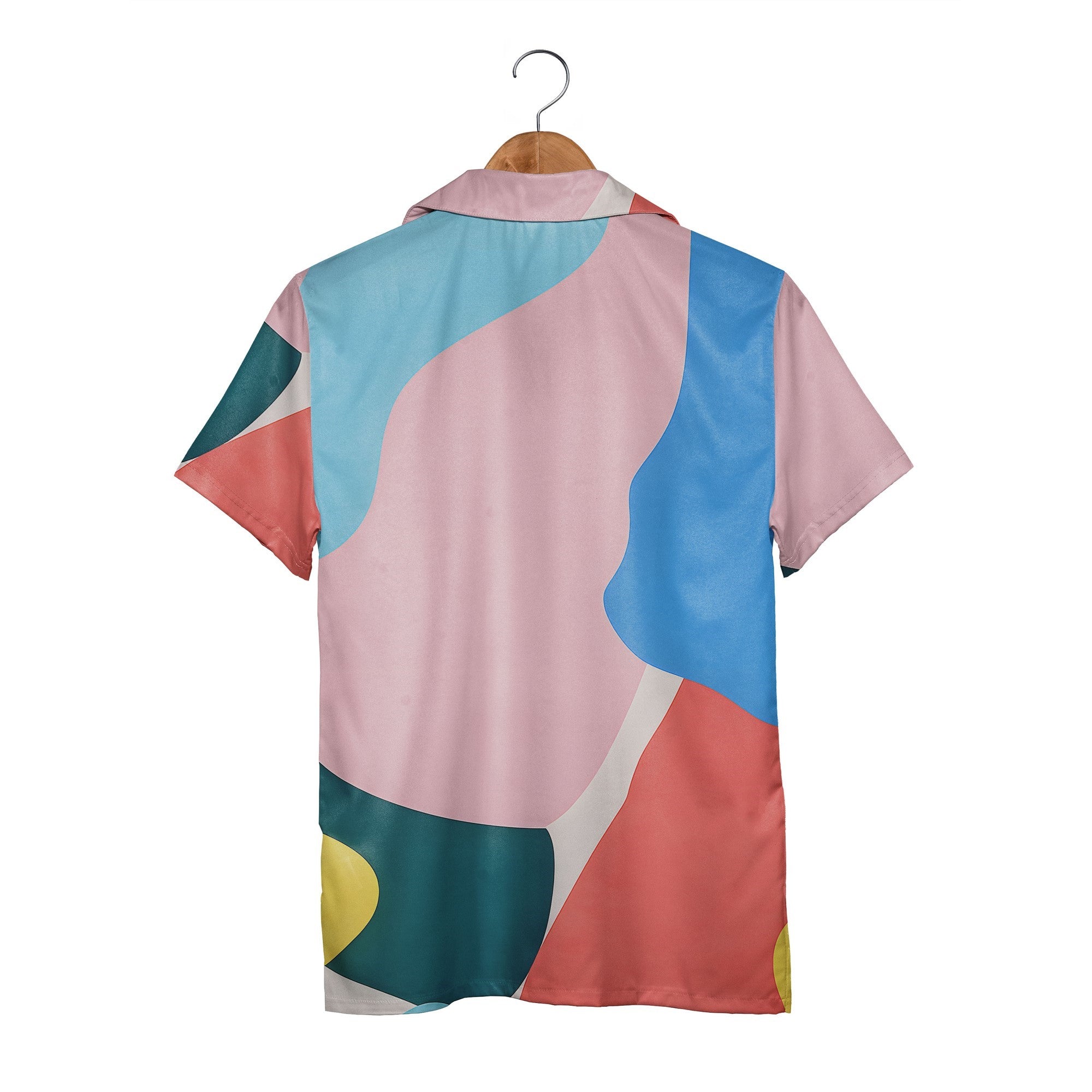 Pastel Color Block Hawaiian Shirt with Modern Abstract Design