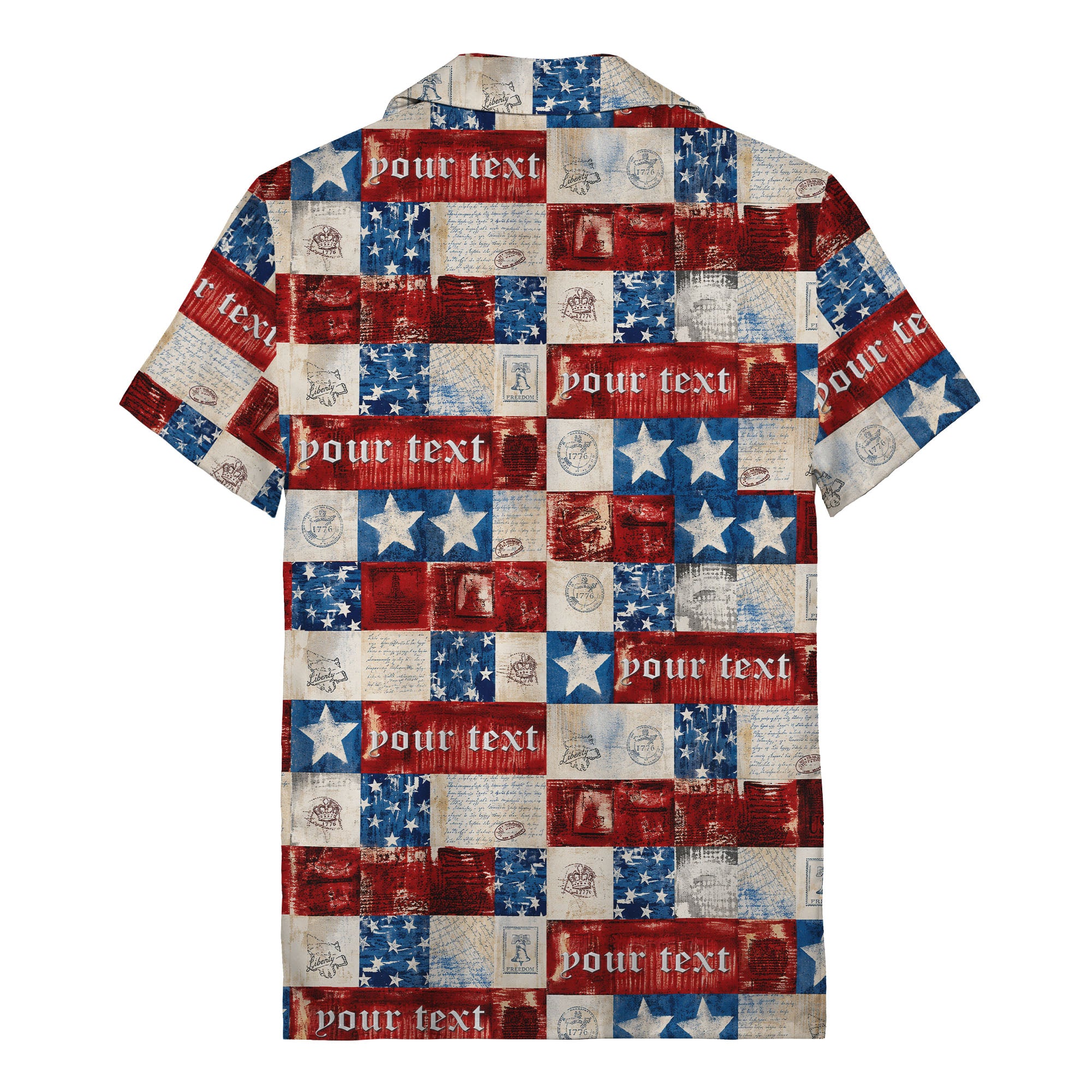 patchwork stars & stripes liberty bell eagle 1776 hawaiian shirt