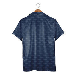Personalized Logo Hawaiian Shirt - Navy Blue Circle Pattern Corporate Branded Tee