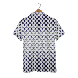 Personalized Logo Hawaiian Shirt - Navy Polka Dot Circle Minimalist Branding Aloha