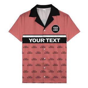 personalized logo & text striped hawaiian shirt for teams