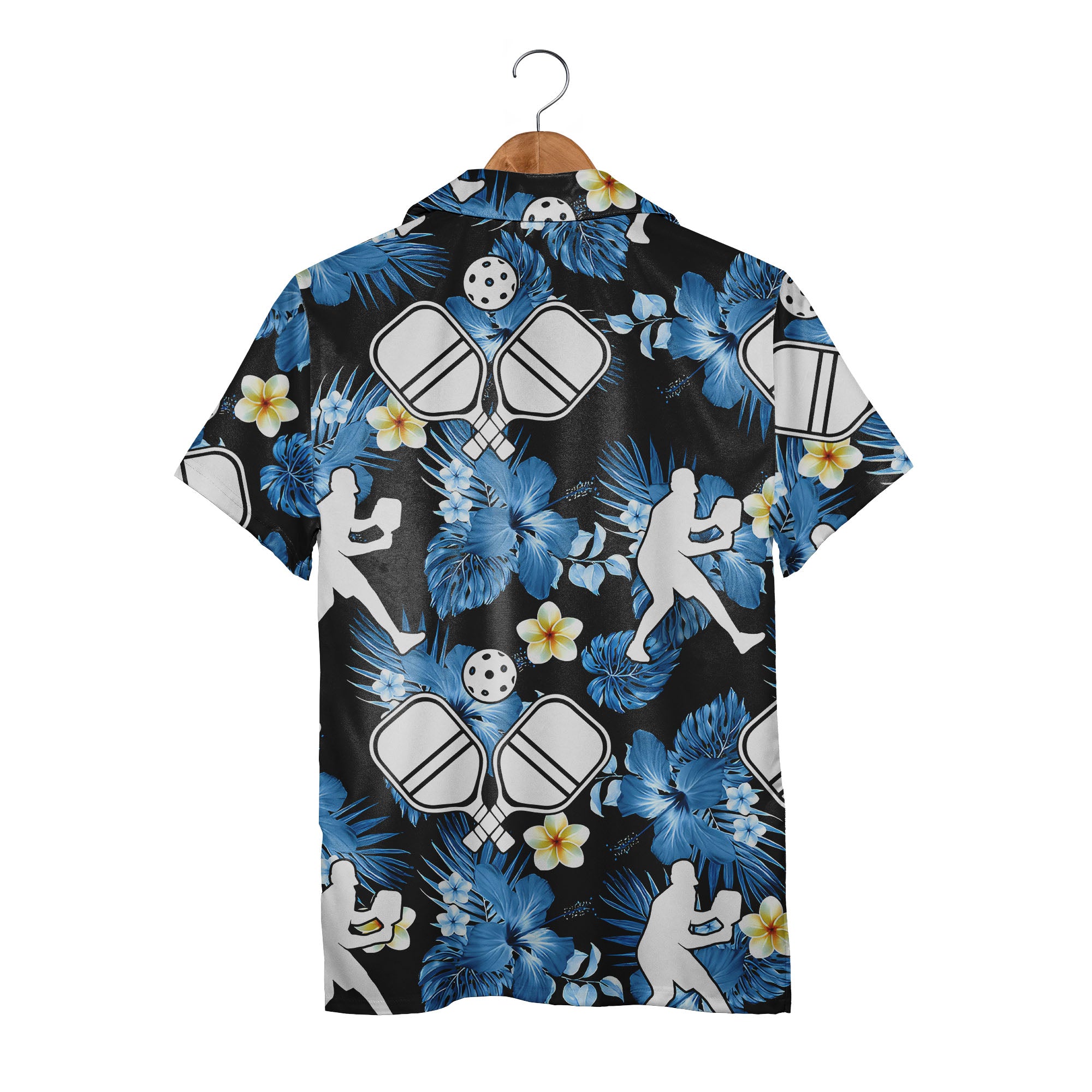 Pickleball Hibiscus Hawaiian Shirt - Tropical Floral Paddles Players Beach Sport
