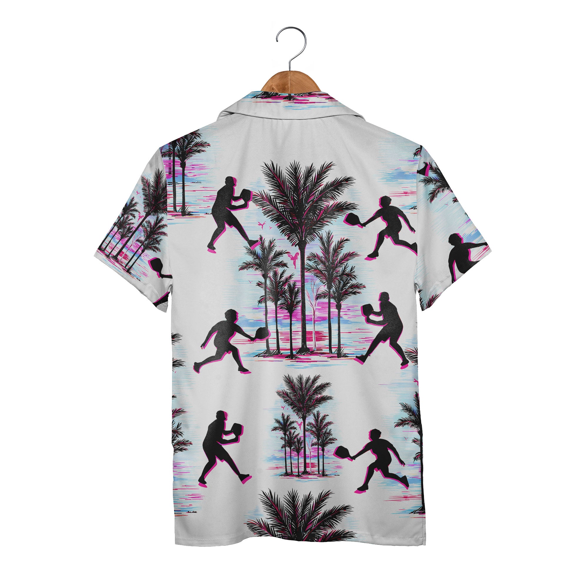 Pickleball Tropical Hawaiian Shirt - Players Palm Trees Birds Retro Beach Style