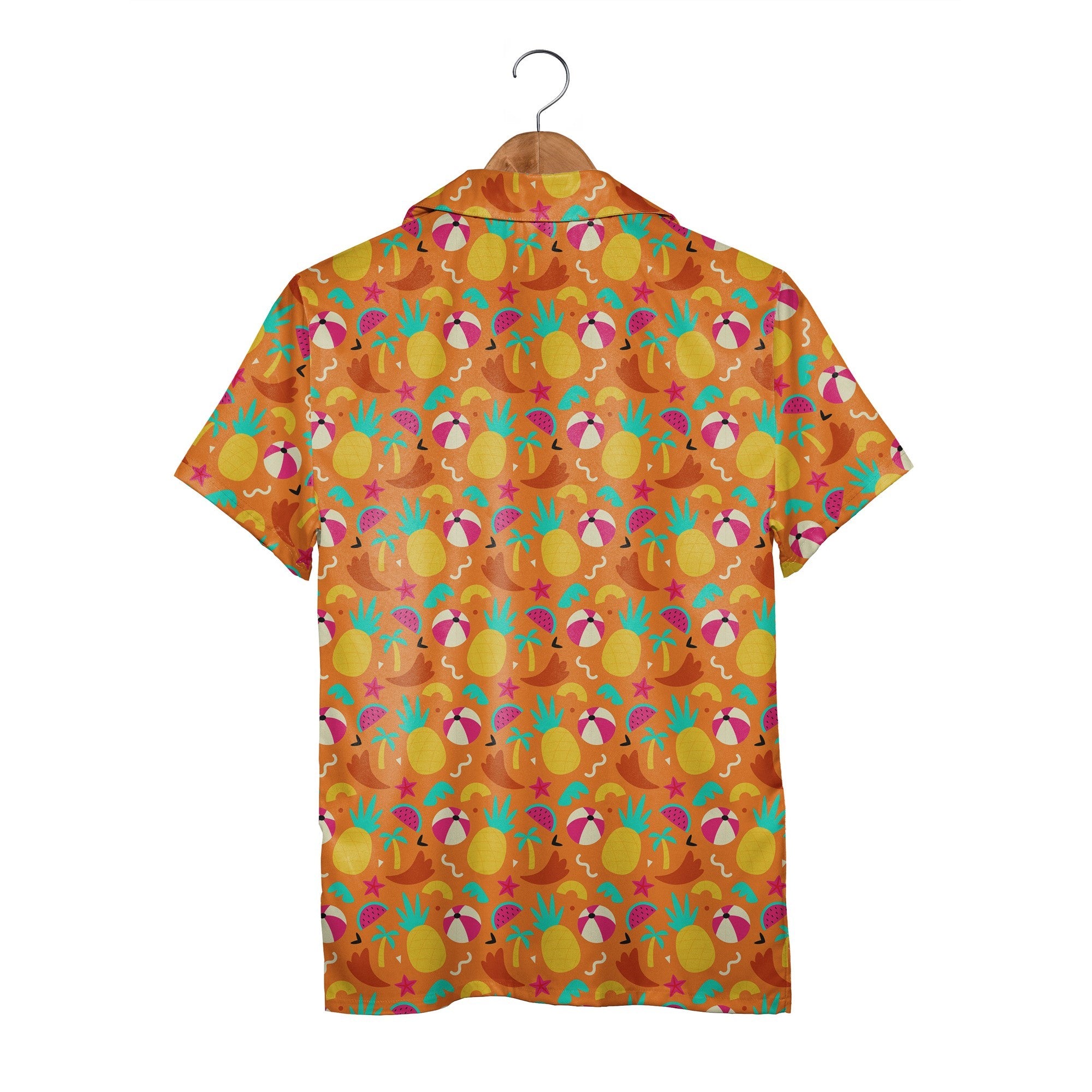 Pineapple Beach Ball Hawaiian Shirt in Sunny Orange